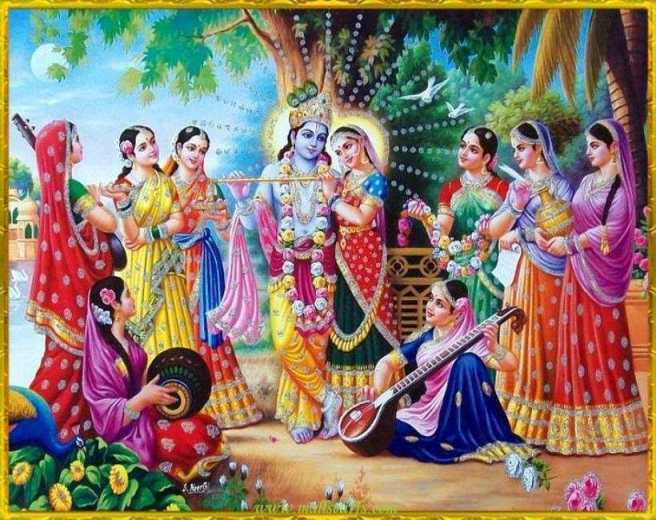 Lord Krishna with his wives