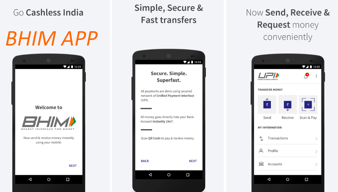 BHIM, stands for 'Bharat Interface for Money', is a mobile app launched to make India cash free. It is developed by National Payment Corporation of India and intended to facilitate e–payment directly through the bank accounts. Unlike other digital wallets which hold money in an online wallet, this app is exclusively designed to transfer money directly between different bank accounts.