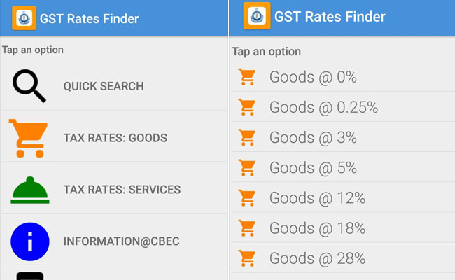 “First app of its kind which would be a ready reckoner for public, for customers, for consumers, traders, students, anyone who wishes to have very handily (GST) rates available. So, if you are in a market, a restaurant or anywhere you can easily check what the (GST) rate is,” CBEC chairperson Vanaja Sarna said.