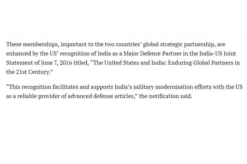 US officially makes India NATO-level trade partner, sends message to China