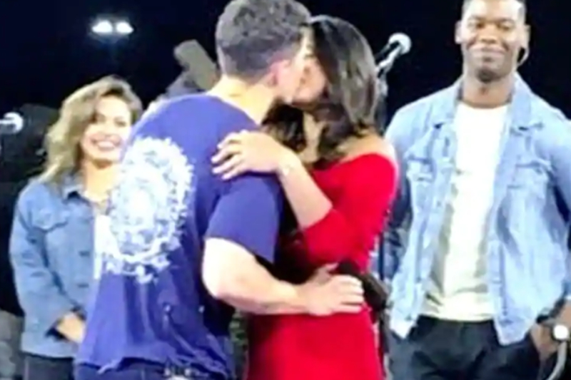 Priyanka Chopra, Nick Jonas share first public kiss on stage: Watch video