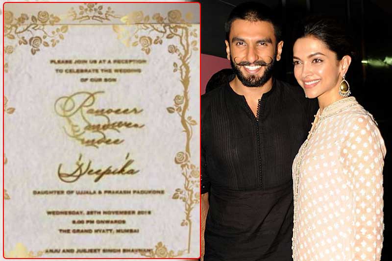 Deepika-Ranveer's Mumbai wedding reception card is out, see picture