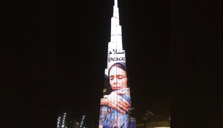Burj Khalifa projects Jacinda Ardern