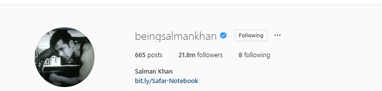salman khan 21 8 million instagram followers - salman khan instagram following