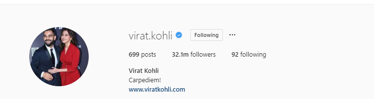 virat kohli 32 1 million instagram !   followers - instagram highest followers list india