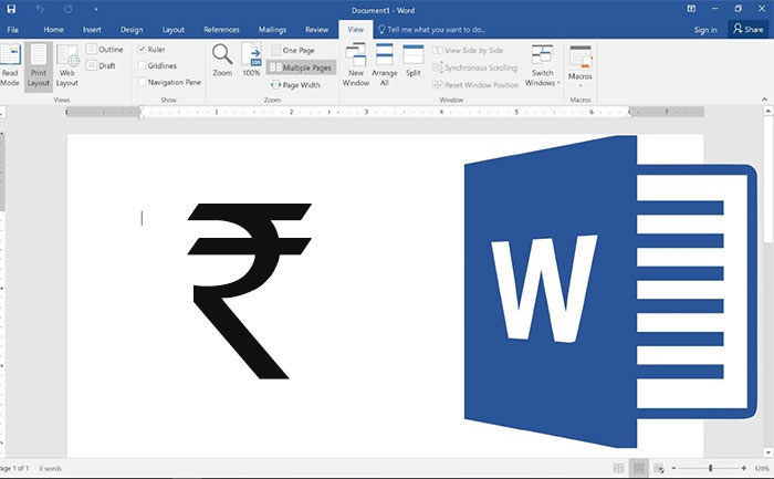 How to type Indian Rupee ₹ symbol in (MS) Microsoft Word