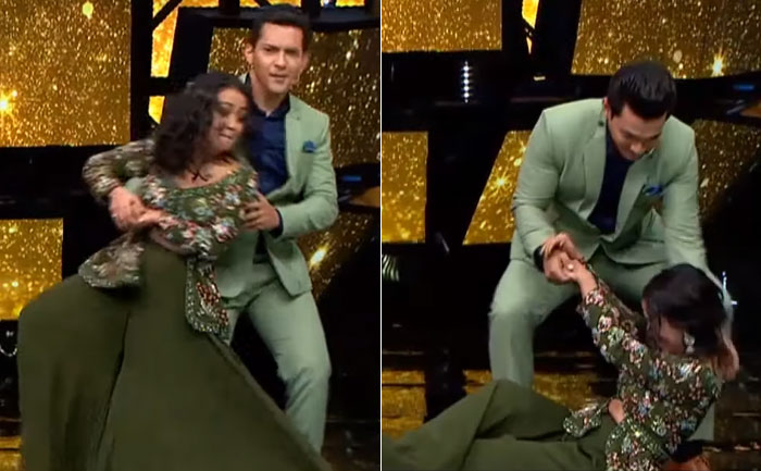 Neha Kakkar Falls On Stage While Dancing With Aditya Narayan 