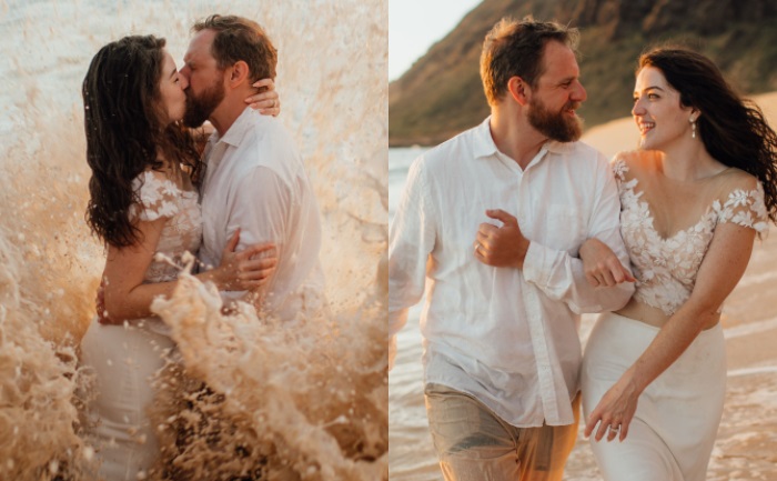 Viral Pic Newlyweds Slammed By Wave During Wedding Photo Shoot 7883