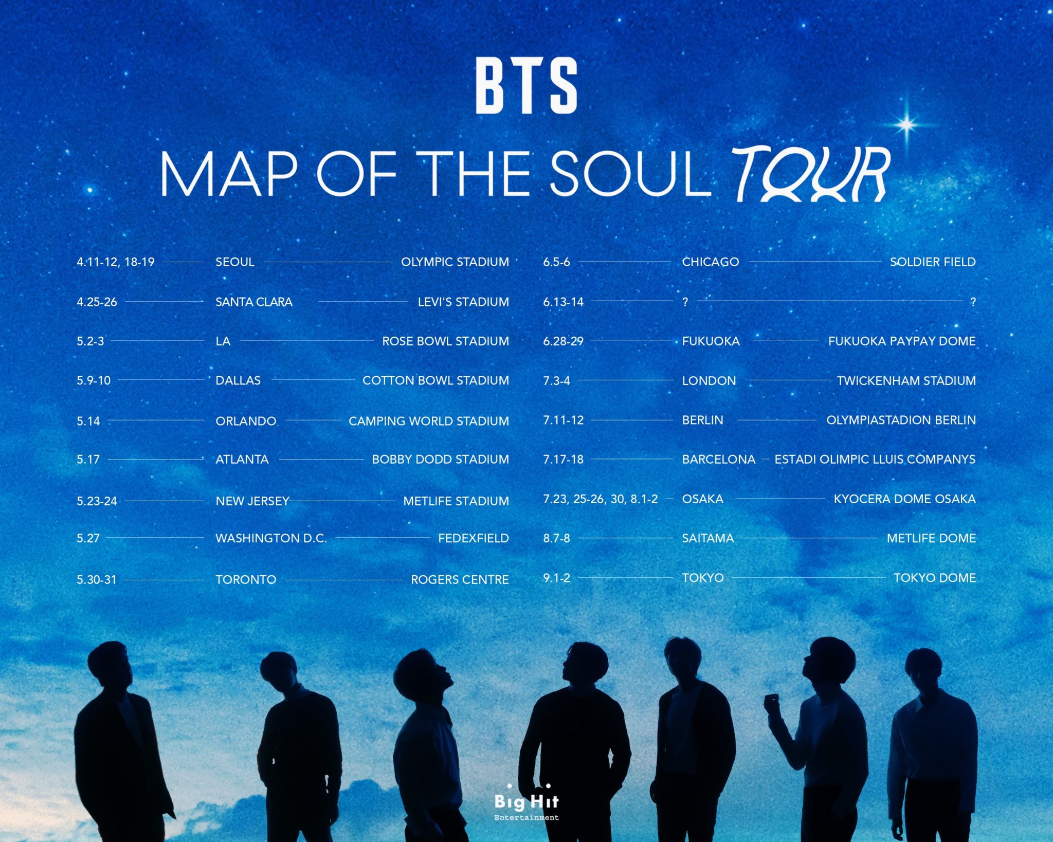 BTS Map Of The Soul Tour 2020 BTS Announces Dates and Locations of