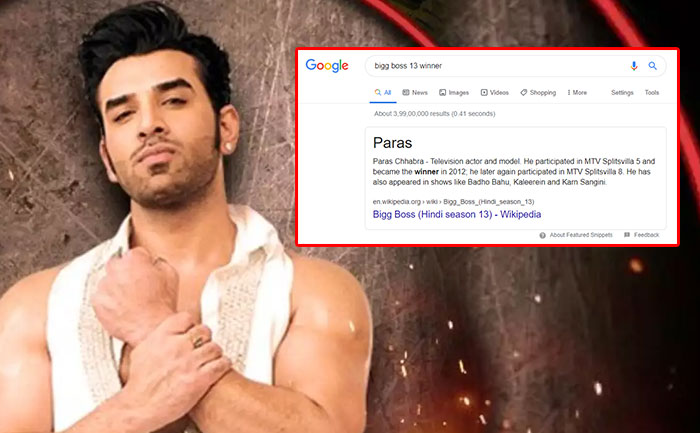 Google search declares Paras Chhabra as 'Bigg Boss 13 winner, Find out