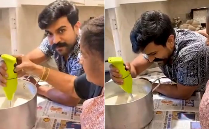 Ram Charan learns to make fresh butter with his grandma and mother; Watch video