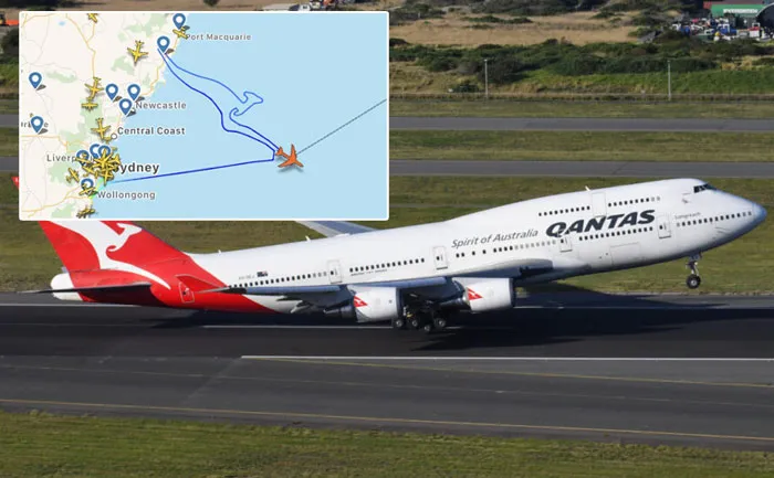 Last Qantas 747 flight draws iconic kangaroo in the sky - The Live ...