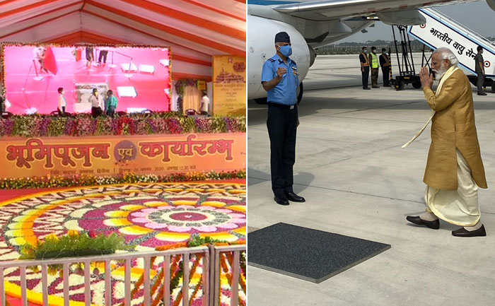 ram mandir bhumi pujan pm modi arrive lucknow