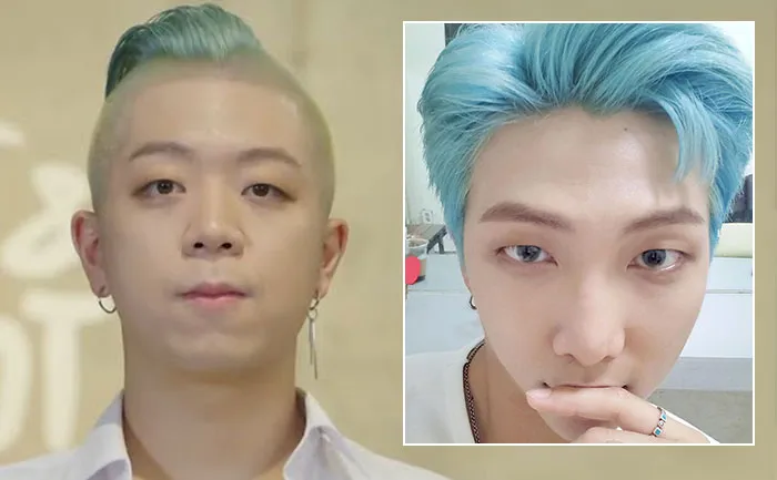 guy with blue hair in bts