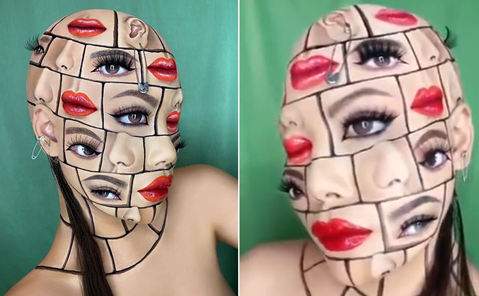 Viral Video Make Up Artist Creates Optical Illusion On Her Face 
